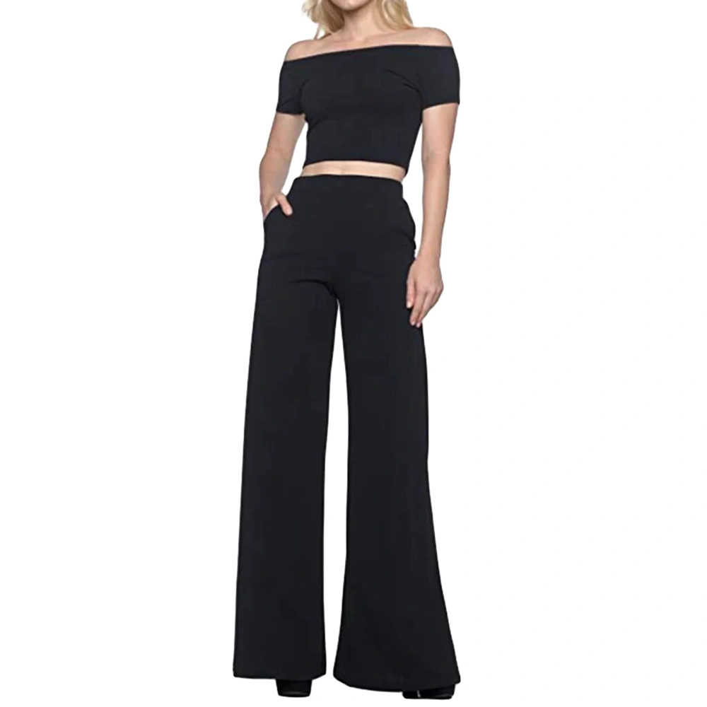 Women’s Wide Leg Flare Pants Elastic High Waist Palazzo Pants