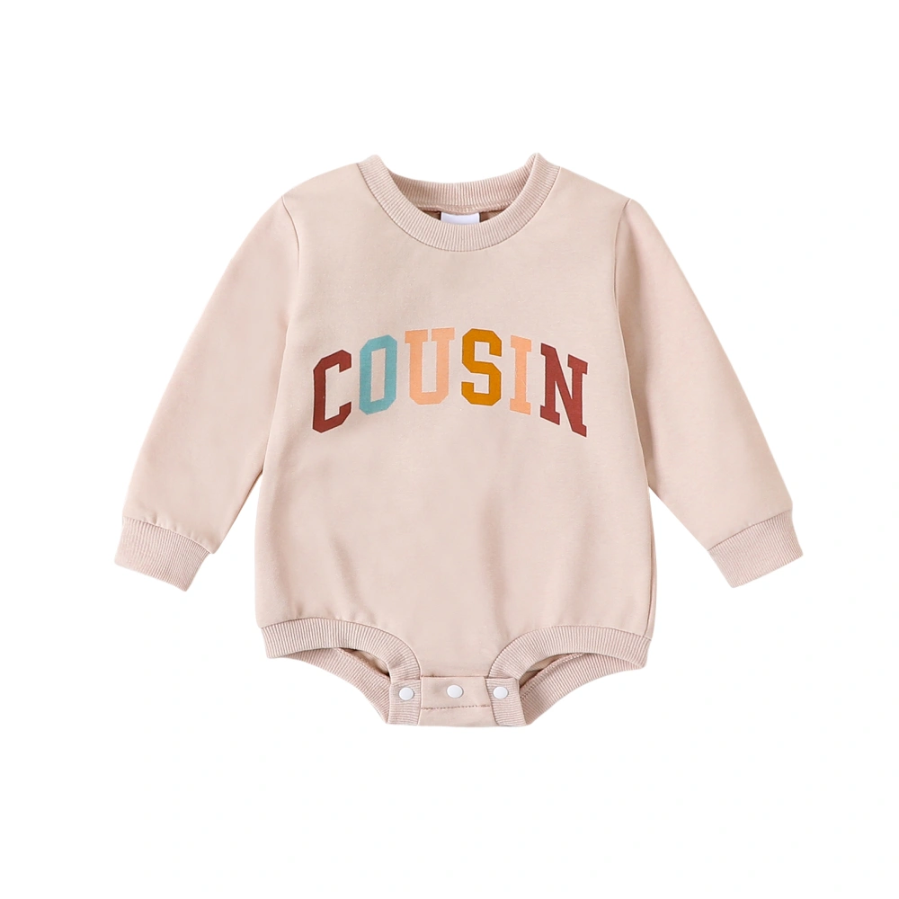 Baby Sweatshirt Romper Letter Print Long Sleeve Infant Bodysuit