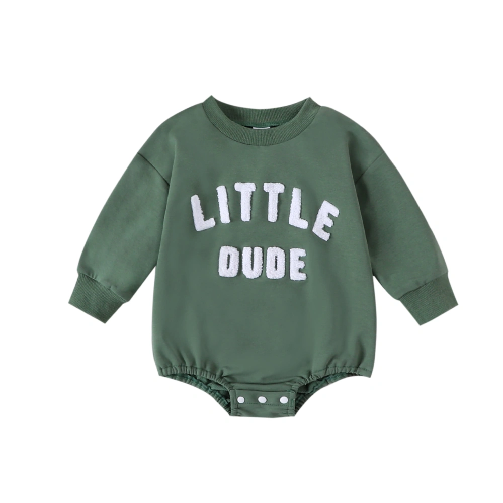 Baby Boy Romper, Long Sleeve Crew Neck Letters Fall Bodysuit