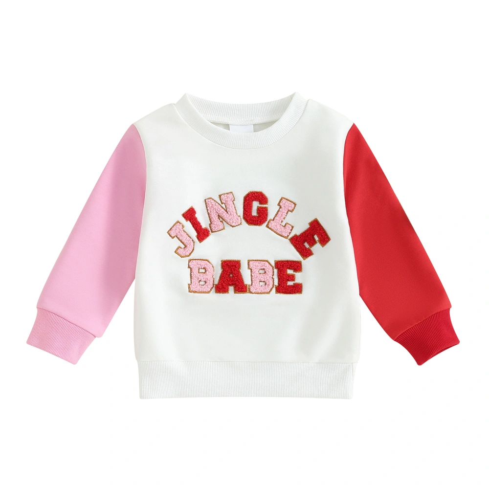 Baby Christmas Sweatshirts Contrast Color Long Sleeve Letter Pullovers