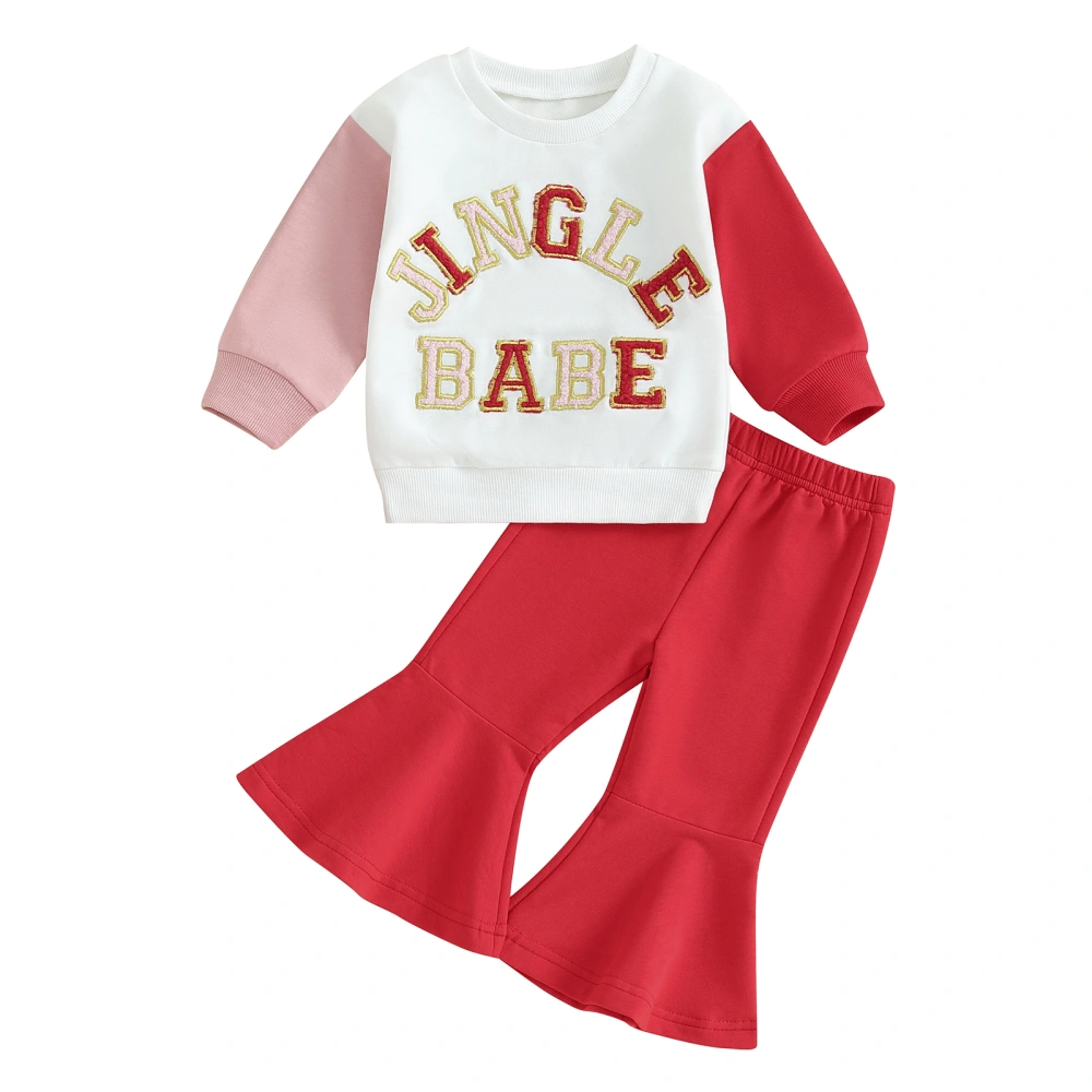 Baby Girl Christmas 2-piece Outfit Embroidery Letters Sweatshirt Pants