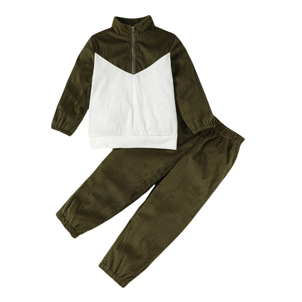 Baby 2 Piece Outfit 1/2 Zipper Corduroy Sweatshirt and Elastic Pants