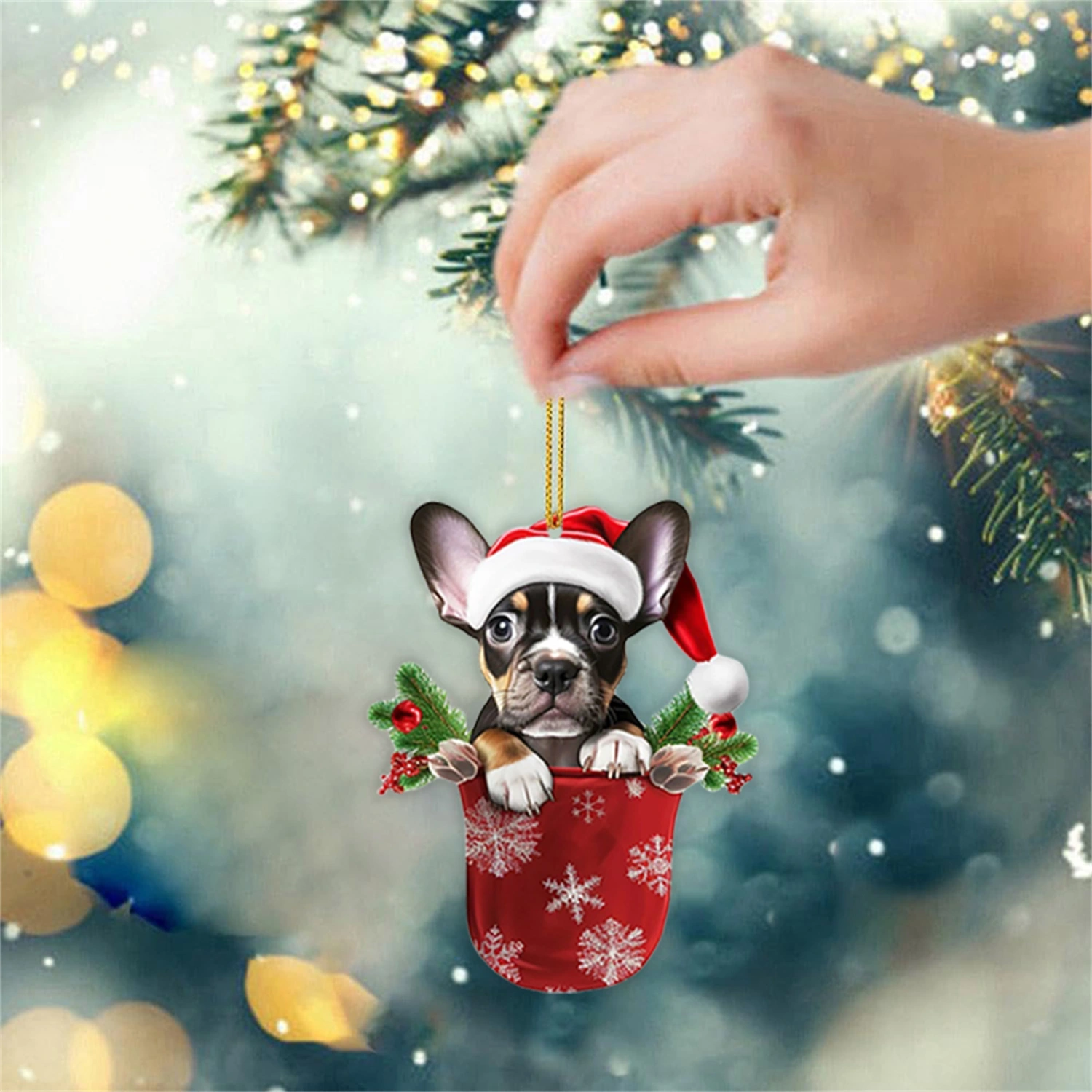 Christmas Dog Ornament Car Mirror Hanging Charm Pendant for Tree