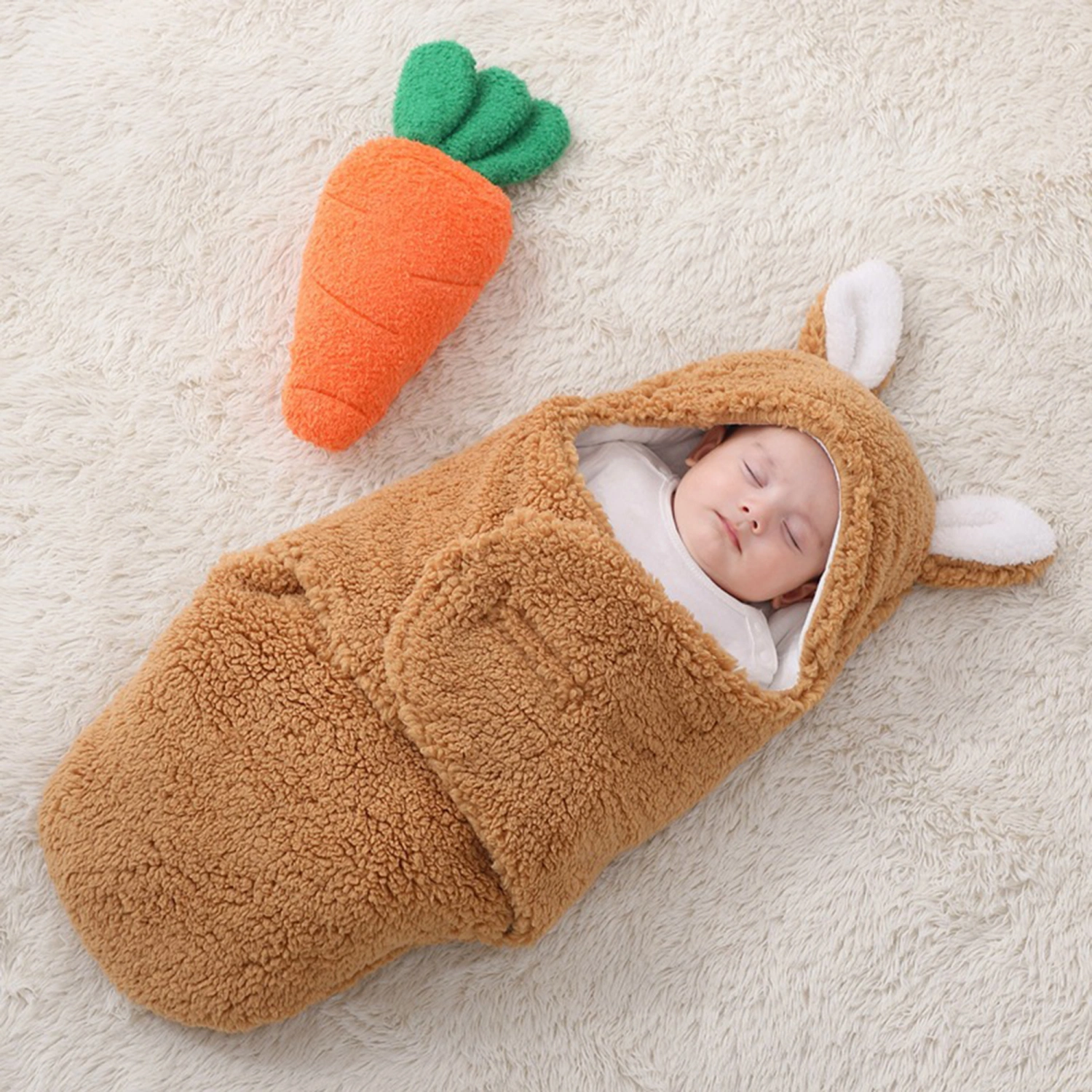 Baby Swaddle Blanket Winter Plush Receiving Blankets Soft Swaddle