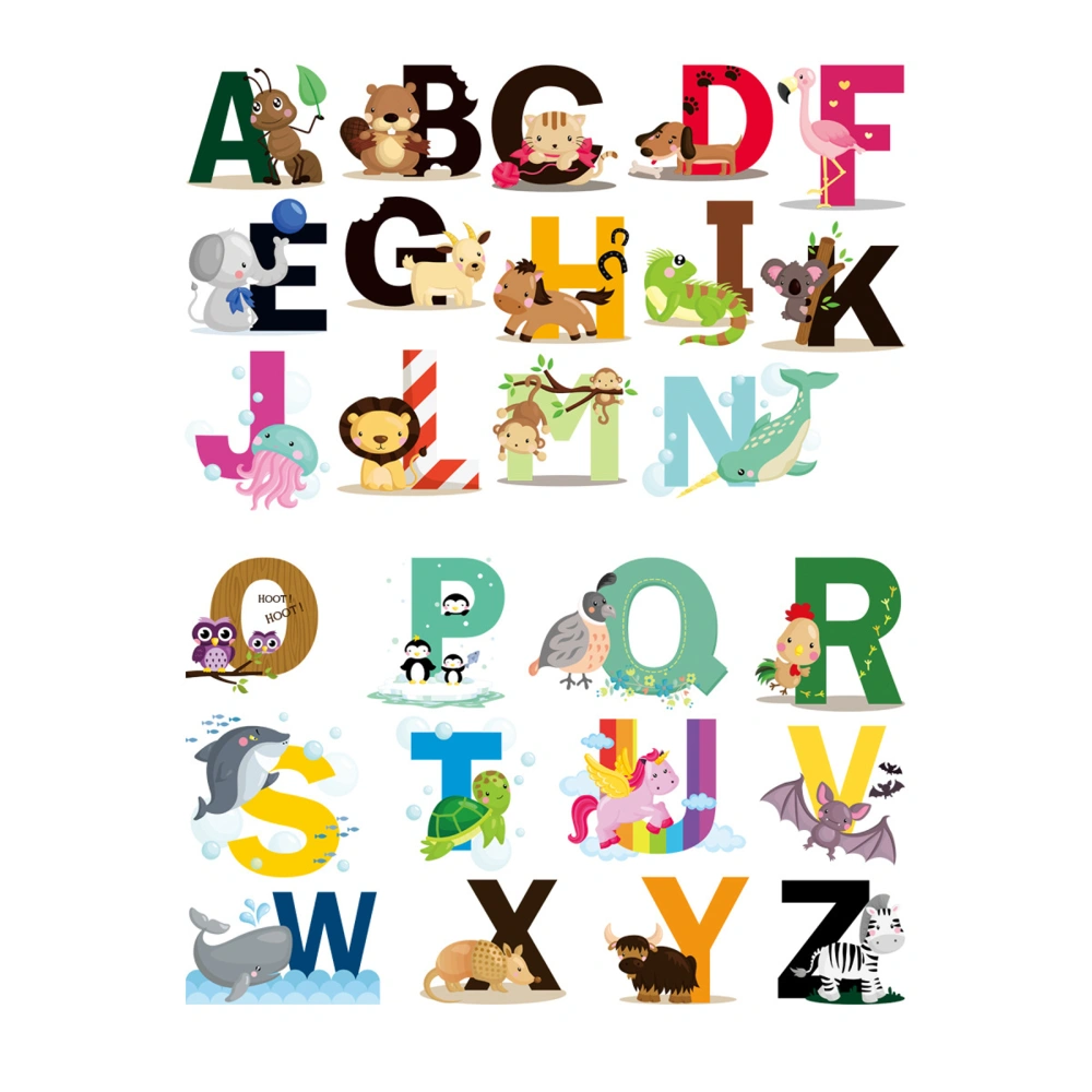 Animal Alphabet Wall Decals Early Learning ABC Letters Stickers 