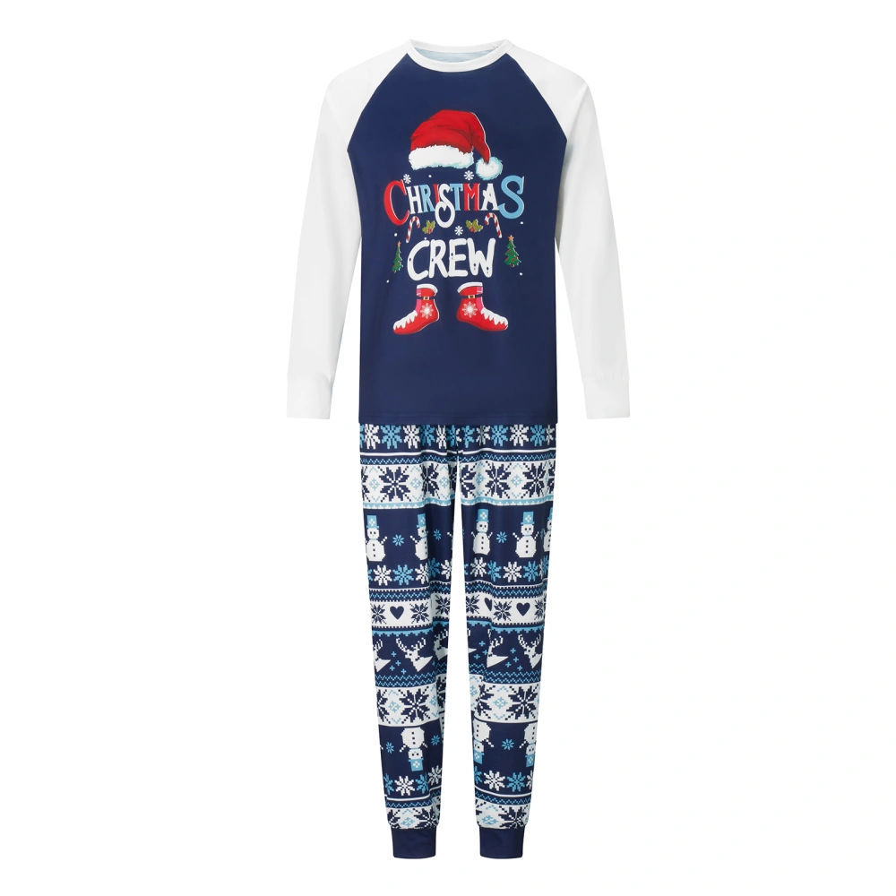 Letter Santa Hat Print Tops Snowman Snowflake Print Pants Sleepwear