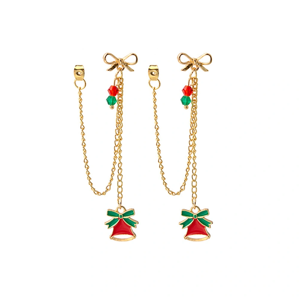 Women Christmas Earrings Cute Wreath Bell Earrings Chain Earrings