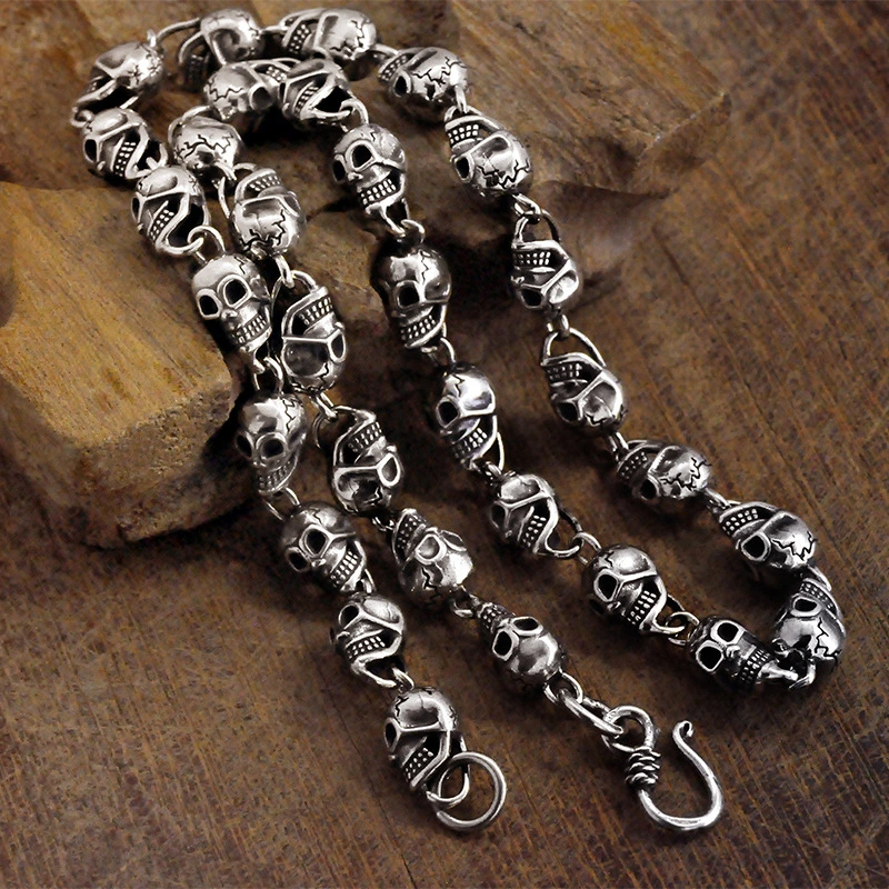 Thai Silver Retro Hip Hop Skull Street Cool Necklace