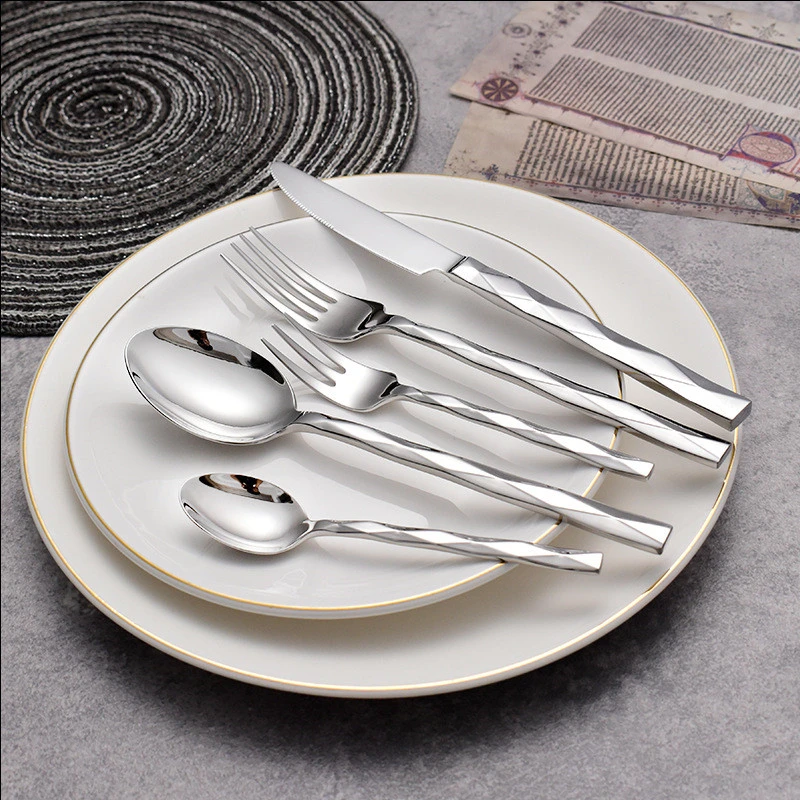 Featured Square Handle Knife, Fork And Spoon Hotel Restaurant Home