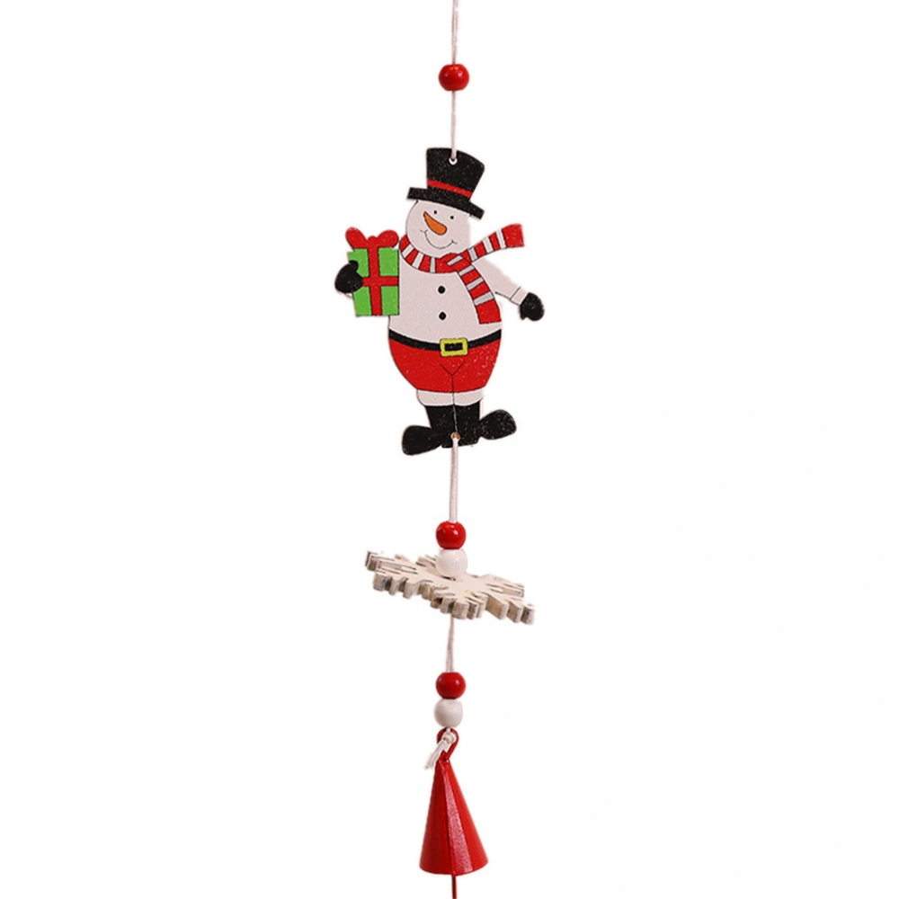 4pcs Christmas Wooden Snowflake Pendant Colorful Painting Decorative Christmas Tree Pendants Hanging Wind Chime Bells String (Snowman Elk Christmas Tree Santa Claus)