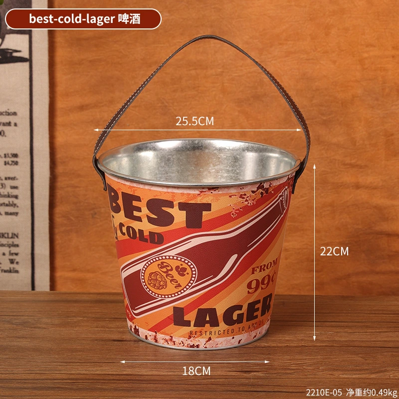 Metal Ice Cube Bucket Bar Use Cooling Beer Bucket Portable Cold Water Bucket with Handle