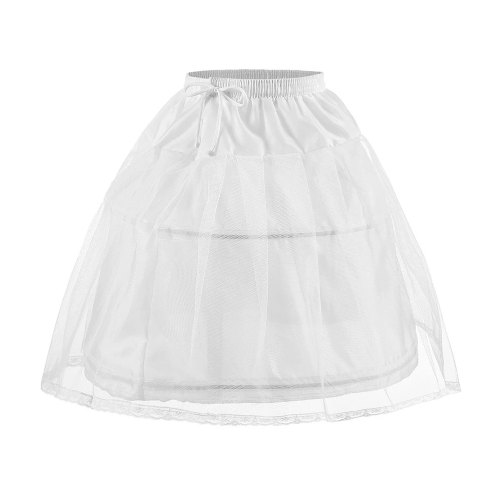 1pc Kids Lolita Dress Underskirt Steel Rim Skirt Layered Bubble Skirt (White)