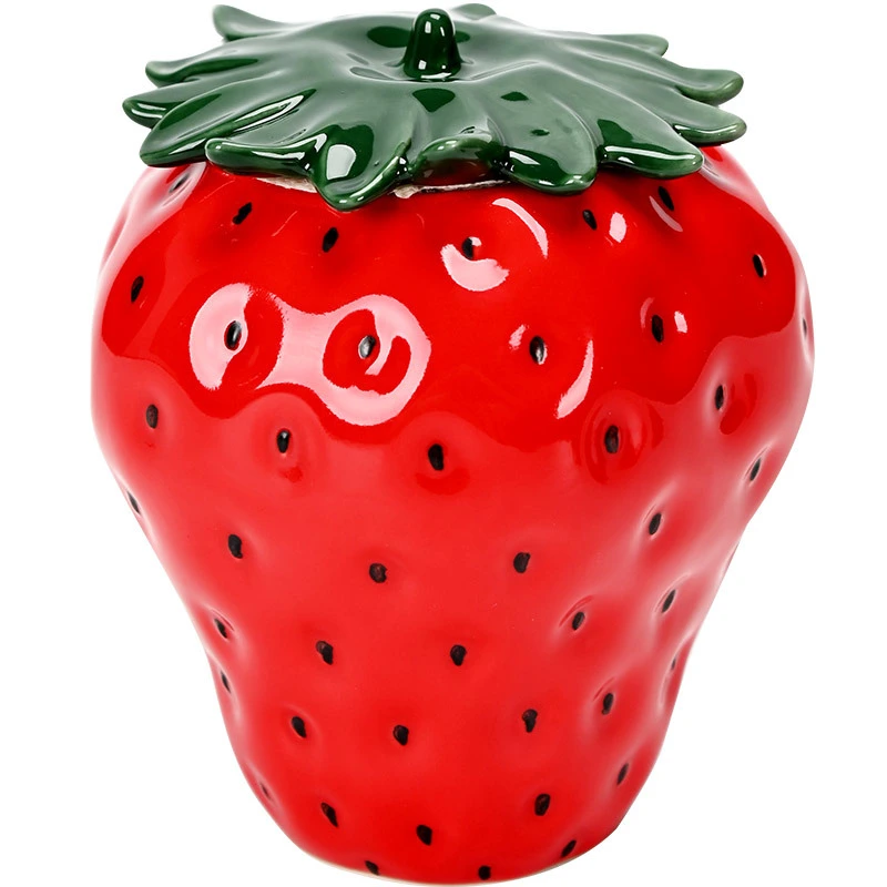 Tea Jar Ceramic Tea Canister Ceramic Candy Storage Jar Strawberry Shape Tea Storage Pot