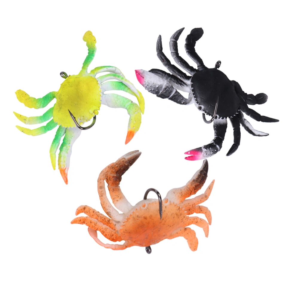 3pcs Artificial 3D Simulation Crab Lure Baits Simulation Fish Baits Fishing Lures Fishing Supplies for Outdoor（Black, Yellow and Orange)