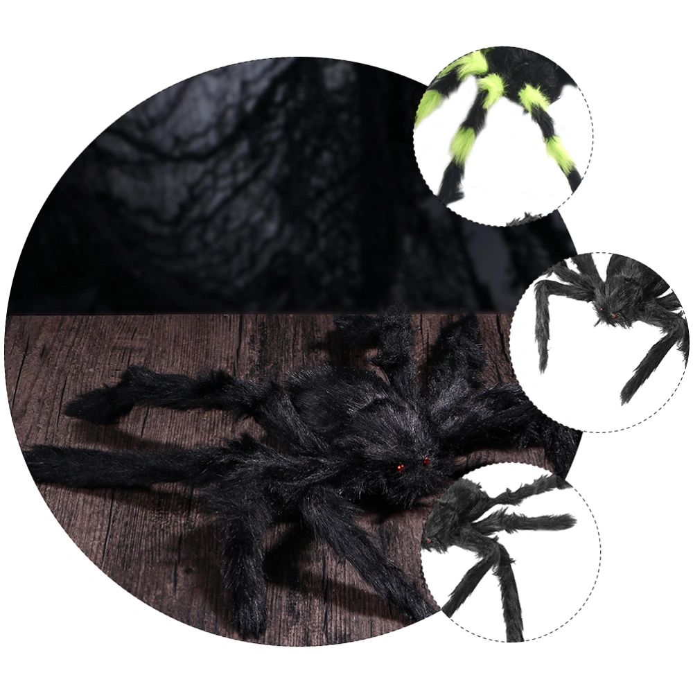 1 Set 4Pcs Halloween Decorative Simulated Spider Halloween Prop (Colorful Black)