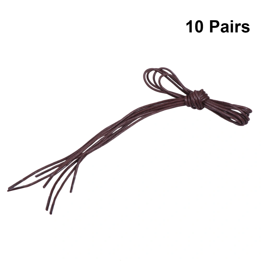 10 Pairs Round Waxed Shoe Laces Thin Shoelace Shoes Accessories for Dress Shoes Chukka (Dark Brown)