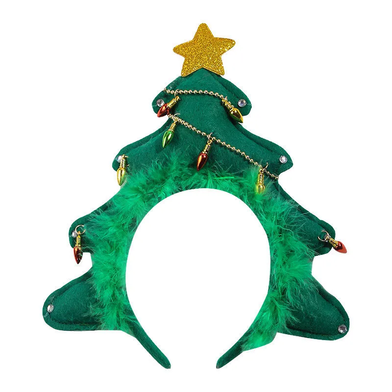 Christmas Headband Xmas Tree Shape Decorative Hairband Decor Hair Accessory