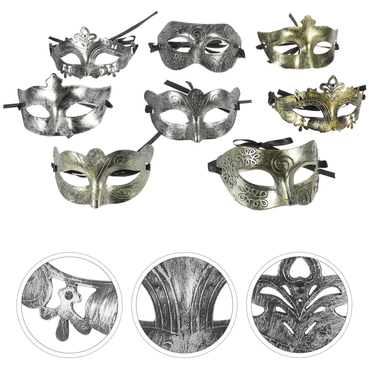 8Pcs Masquerade Mask Venetian Greek Roman Party Mardi Gras Mask for Halloween Christmas