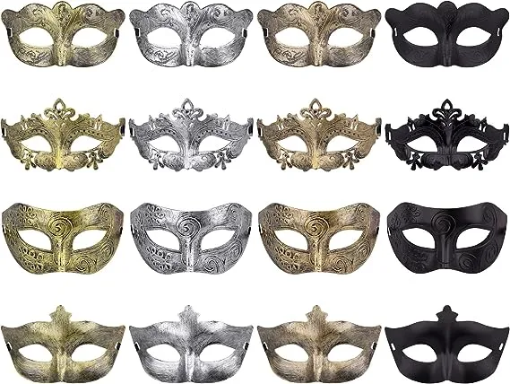 8Pcs Masquerade Mask Venetian Greek Roman Party Mardi Gras Mask for Halloween Christmas