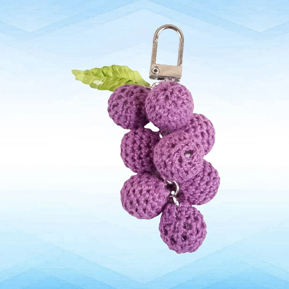 Keychains Creative Grape Knit Pendant Bag Hanging Pendant Decoration Key Rings for Women Girls Kids (Q141-01 no Headphone Case)