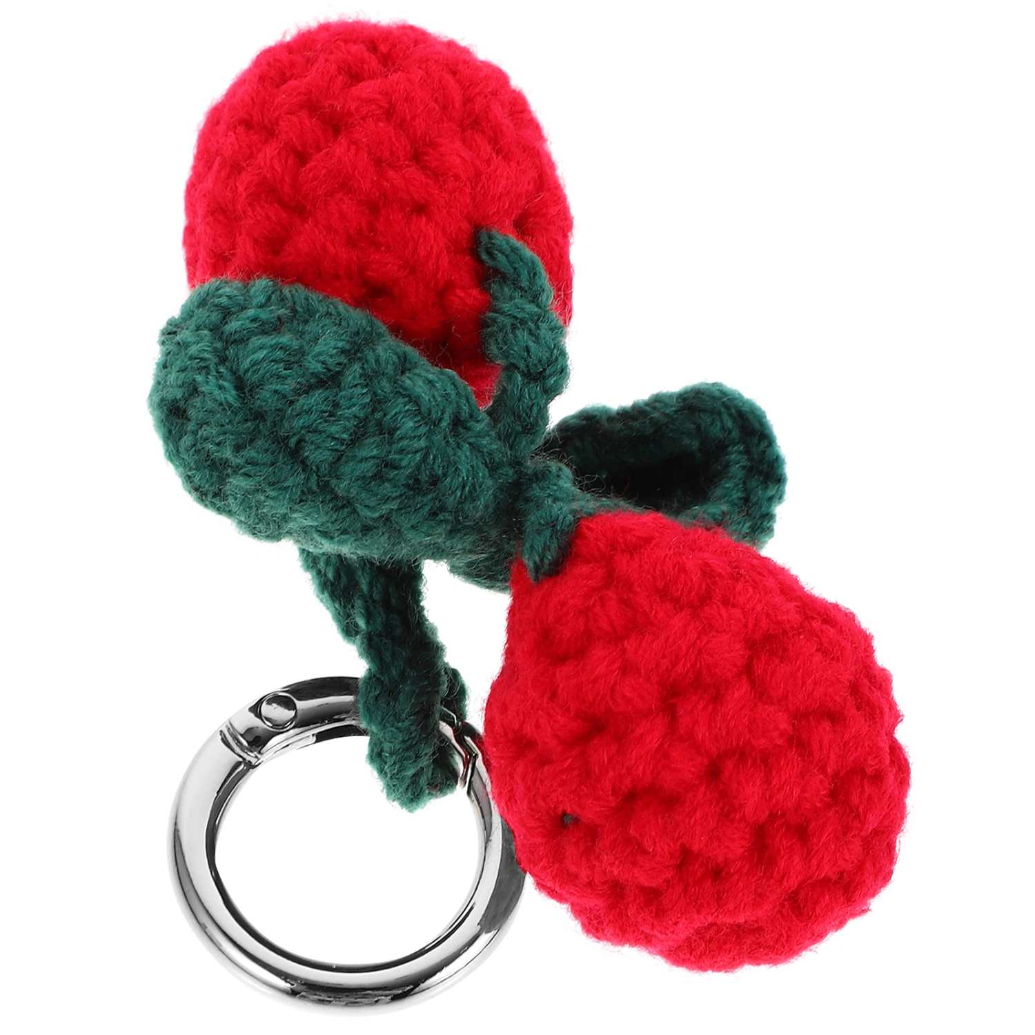 Knitted Cherry Pendant Keychain Woolen Yarn Crochet Cherry Hanging Decor Pendant