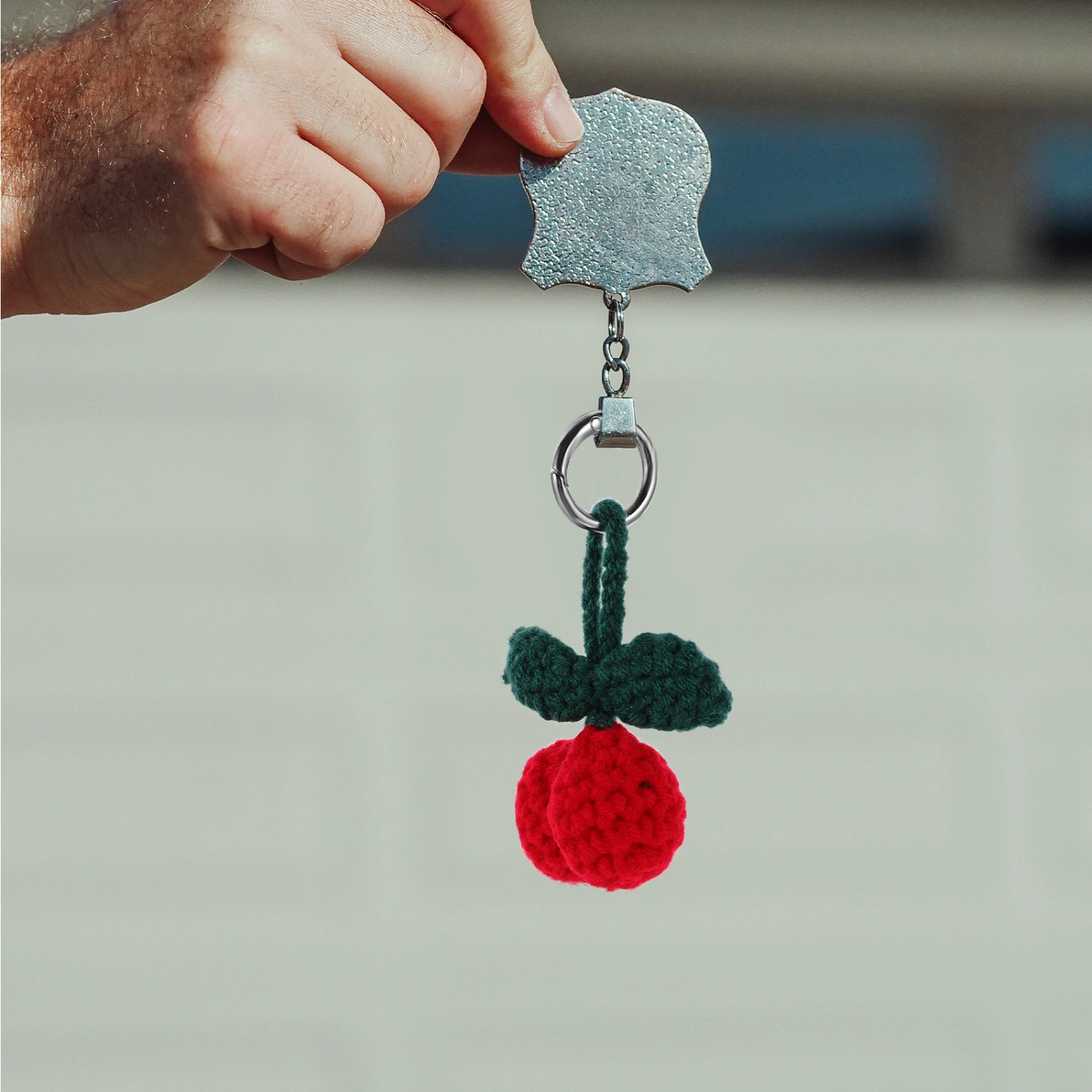 Knitted Cherry Pendant Keychain Woolen Yarn Crochet Cherry Hanging Decor Pendant