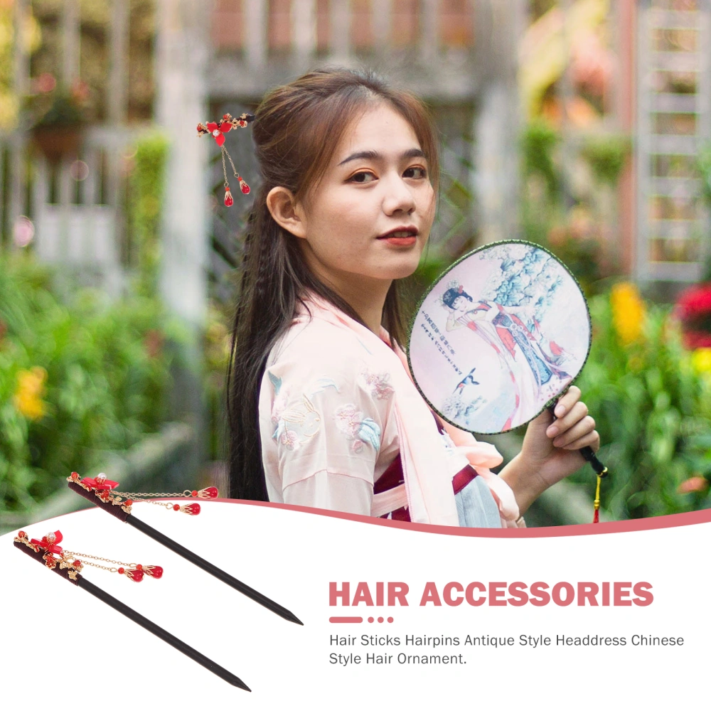 2Pcs Retro Women Hairpins Chinese Style Hair Sticks Elegant Hair Accessories