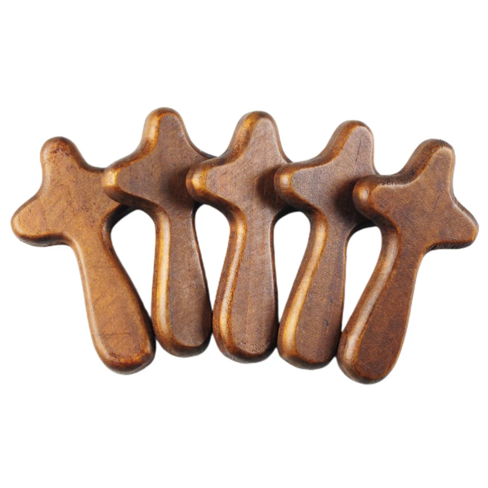 5pcs Wood Craft Cross Decoration Multi-functional Small Cross Adornment Religious Cross Artware