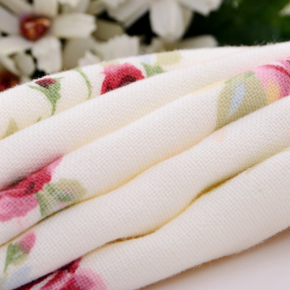 33x76cm Cotton Bath Towel Flower Printing Bathroom Home Hotel Beach Face Towel (Oyster White)