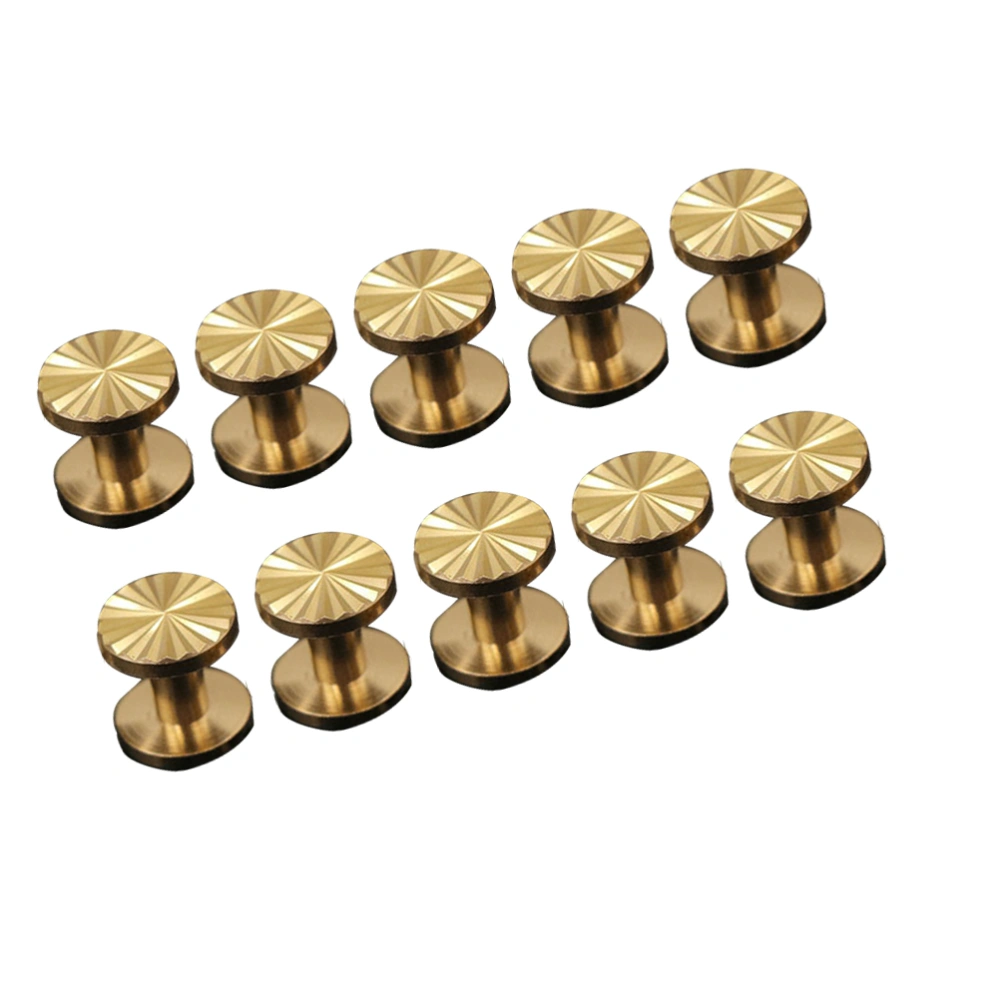 10pcs Solid Brass Sunflower Screws Stud Flat Fastener Belt Harness Nail Rivets Leather Craft DIY (10x4x6mm)