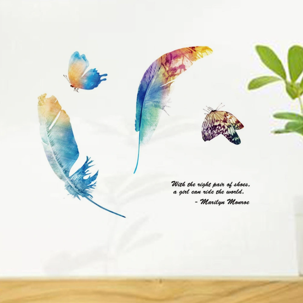 1pc Wall Murals Decals Beautiful Feather Self-adhesive Delicate for Home Decor