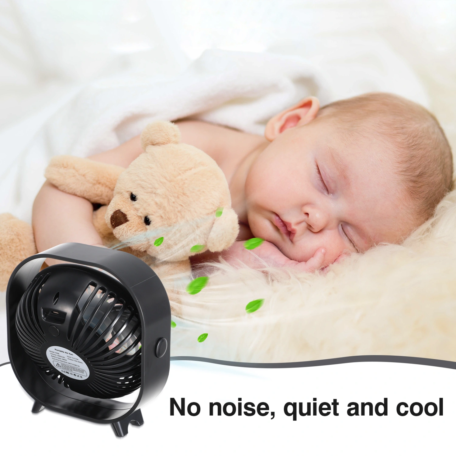 Mini USB Desk Fan Rechargable Fan Small Quiet Fan Portable Table Fan for Household Use 2000mAh