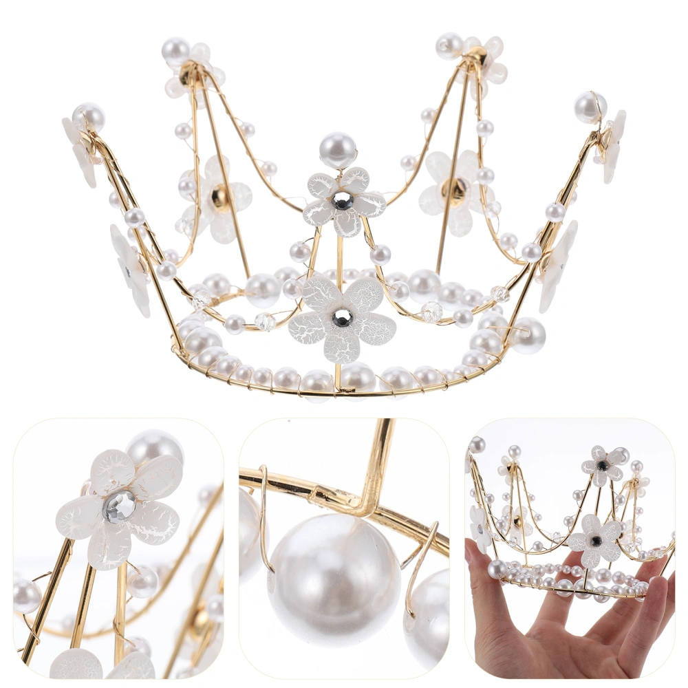 1pc Lovely Pearl Crown Shape Cake Ornament Fashion Party Hair Decoration