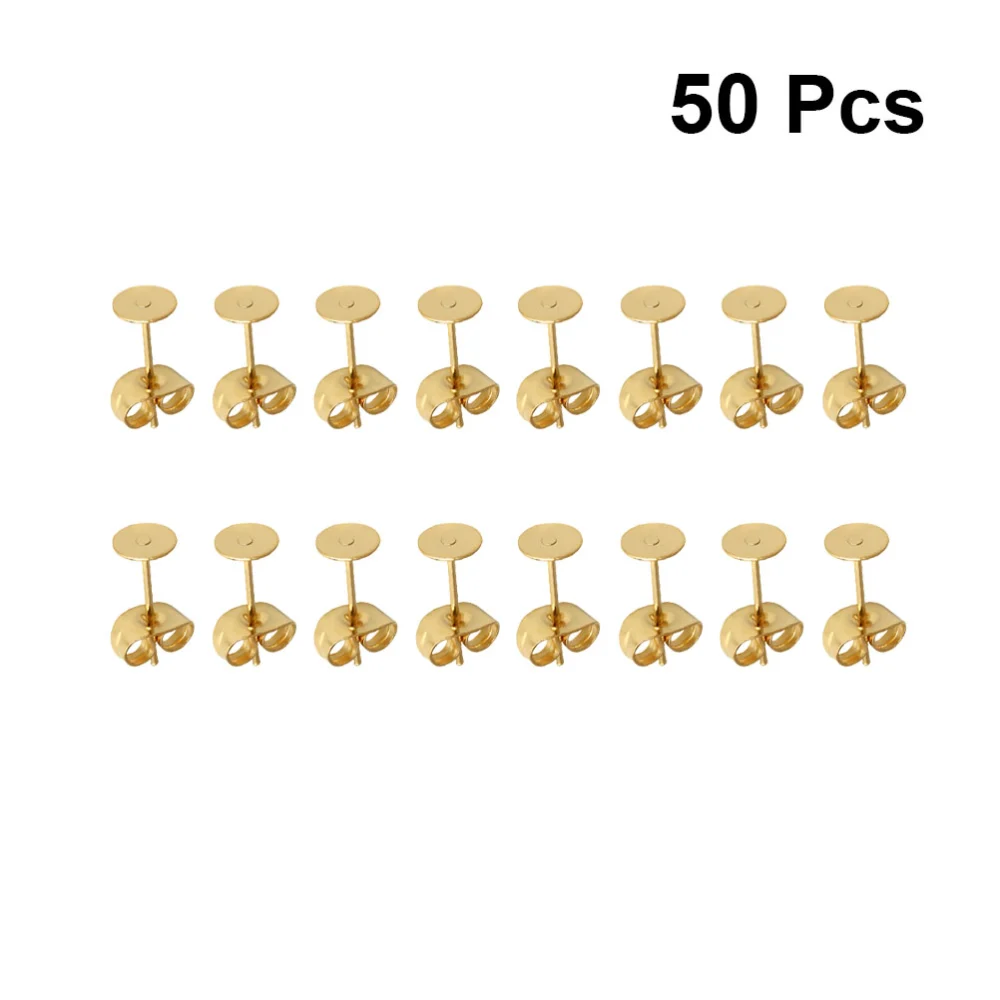 25 Pair of 8mm Stainless Steel Earrings Accessories Back Stopping Earrings Posts Flat Pad Safety Plugs Fitting Jewelry Decor for Women Girls (Golden)