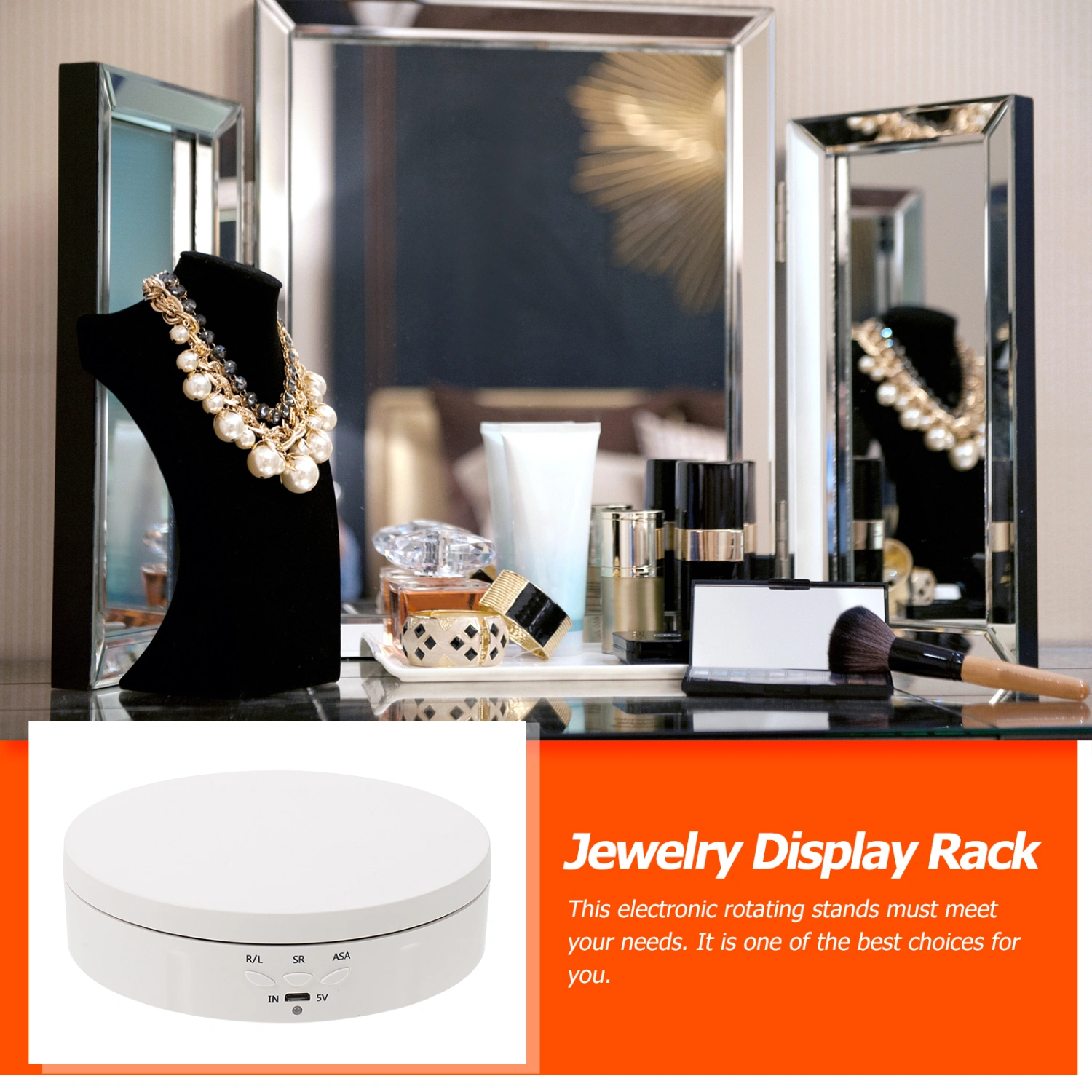 1set Electric Rotating Turntable Display Plate Revolving Stand Display Rack