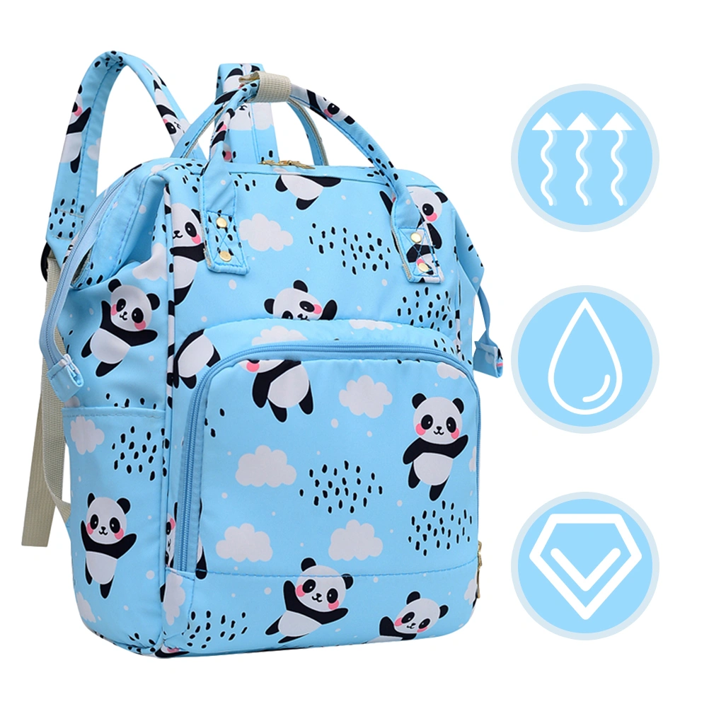 1pc Mommy Bag Large-capacity Printed Diaper Backpack Storage Backpack for Babies Daily (Blue)