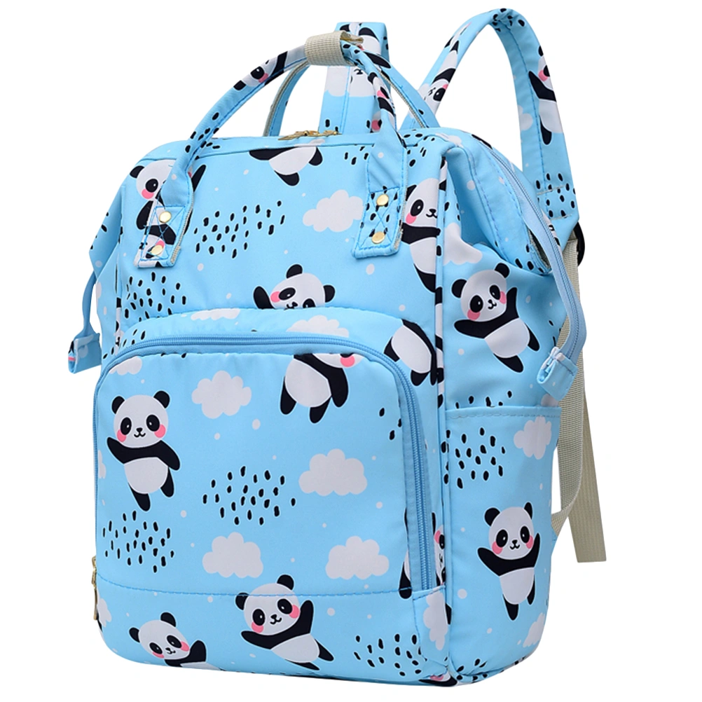 1pc Mommy Bag Large-capacity Printed Diaper Backpack Storage Backpack for Babies Daily (Blue)