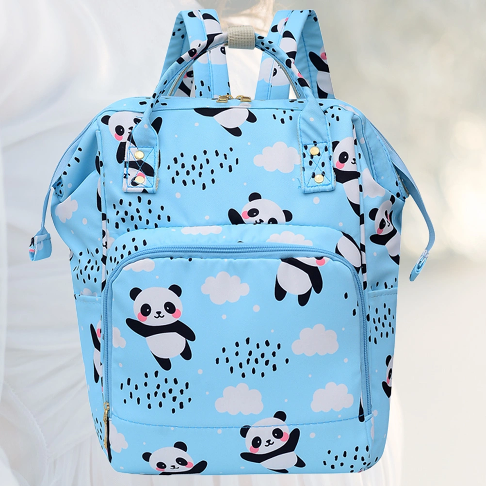 1pc Mommy Bag Large-capacity Printed Diaper Backpack Storage Backpack for Babies Daily (Blue)