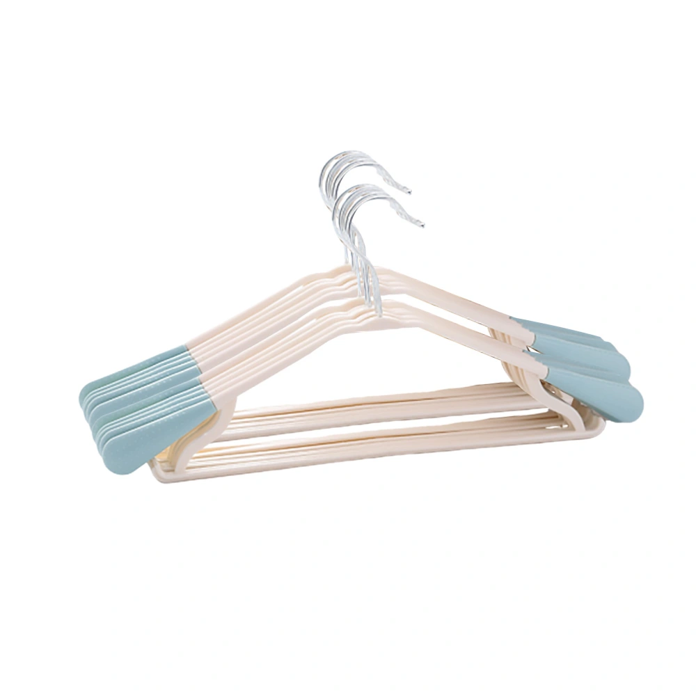 10PCS Trackless Hangers Wide Plastic Hangers Non-Slip Clothes Drying Hangers for Home Coats Trousers (Blue)