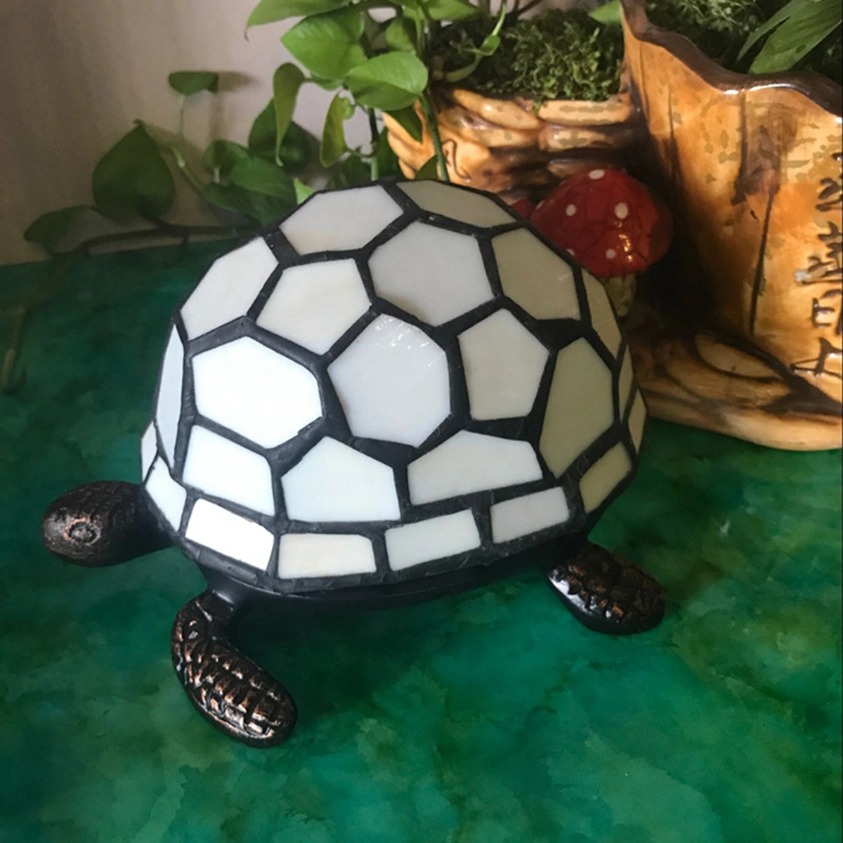 Wonderful Table Lamp Turtle Shaped Table Lamp Decorative Lights for Restaurant Study Bedroom with EU Plug No Bulb (Warm Light, White)