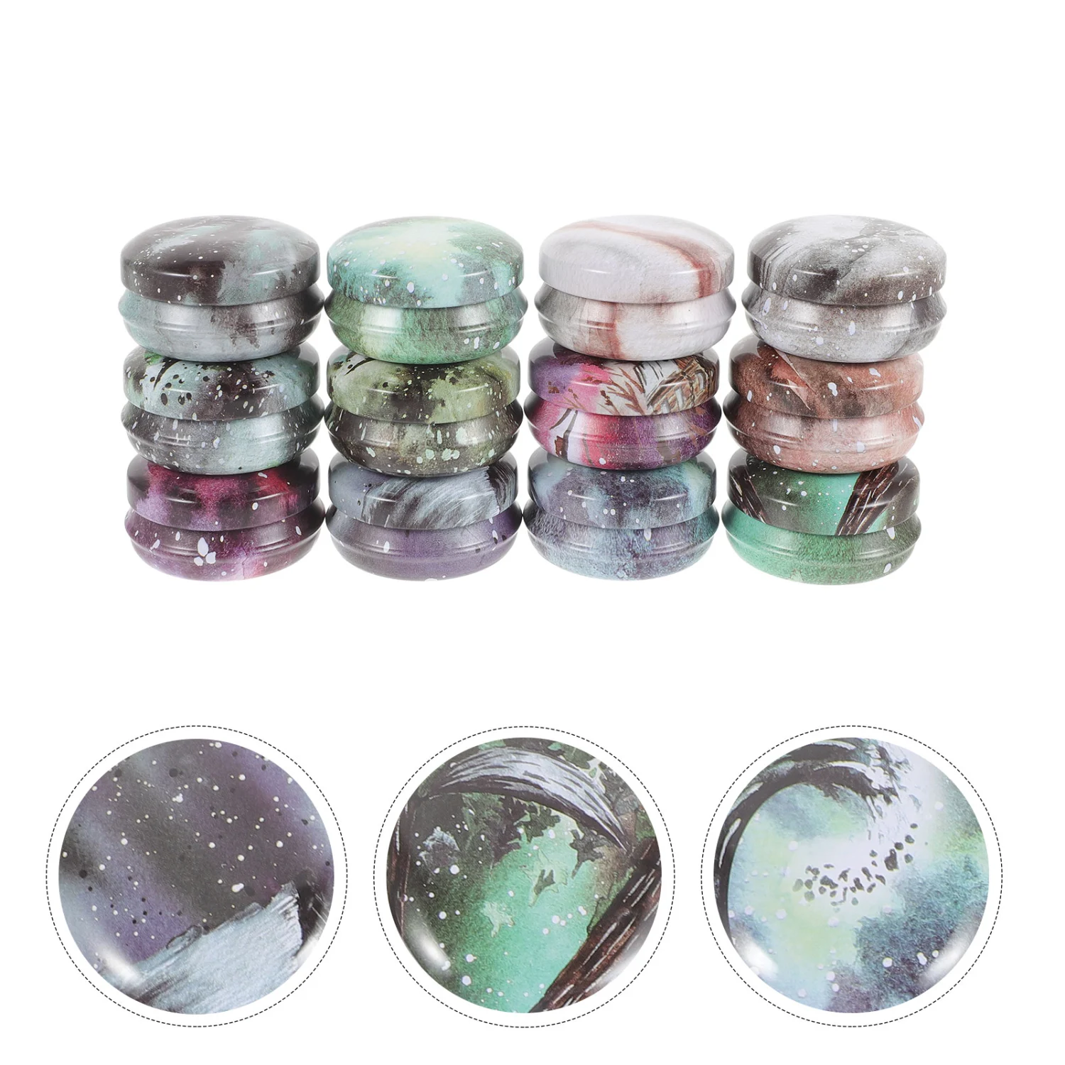 12Pcs Candle Jar Delicate Candle Jars Small Tinplate Containers Small Candle Cans (Random Pattern)