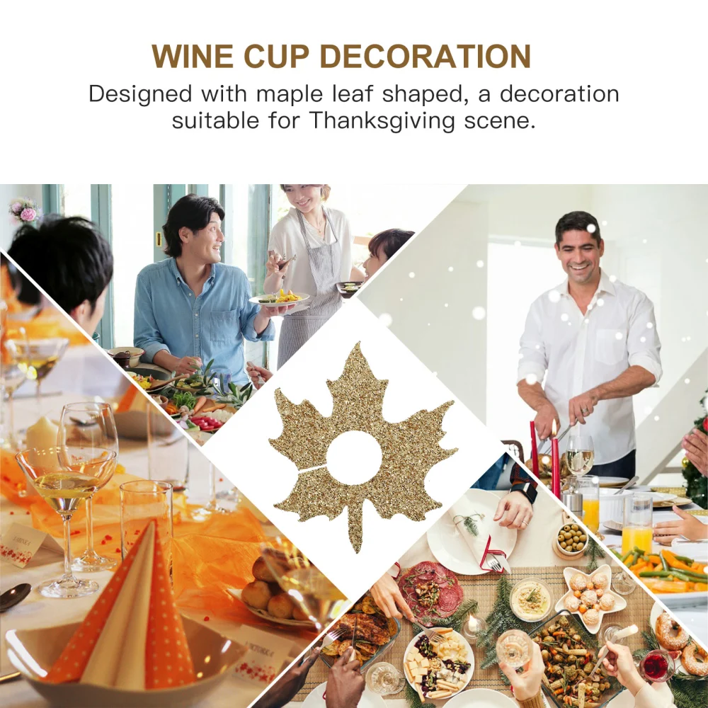 6pcs Thanksgiving Wine Glass Ring Nonwoven Ring Creative Wine Cup Decoration