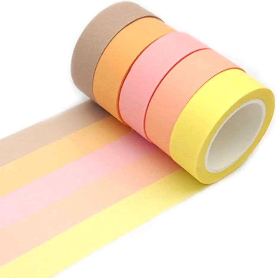 5 Rolls Colorful Paper Tape Decorative Scrapbooking Stickers Diy Diary Tapes