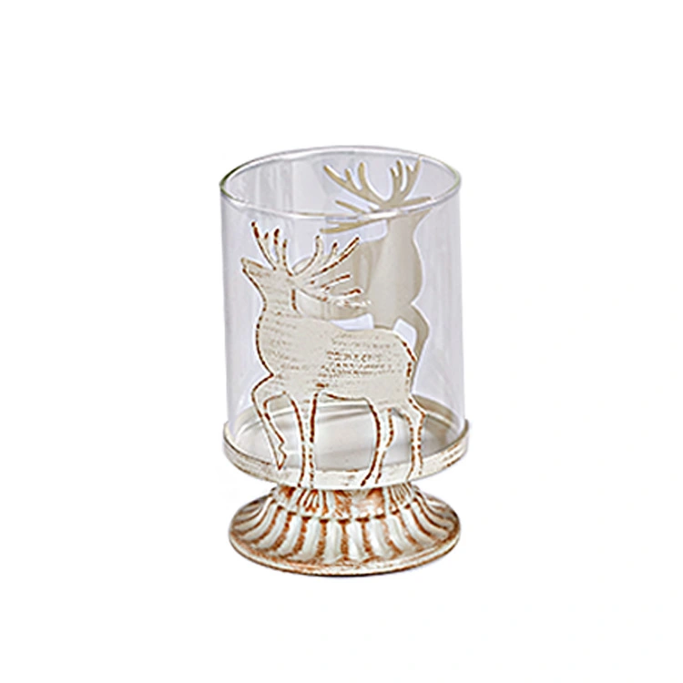 2pcs Christmas Deer Theme Candle Holder Candle Stand Delicate Candlestick Christmas Decor