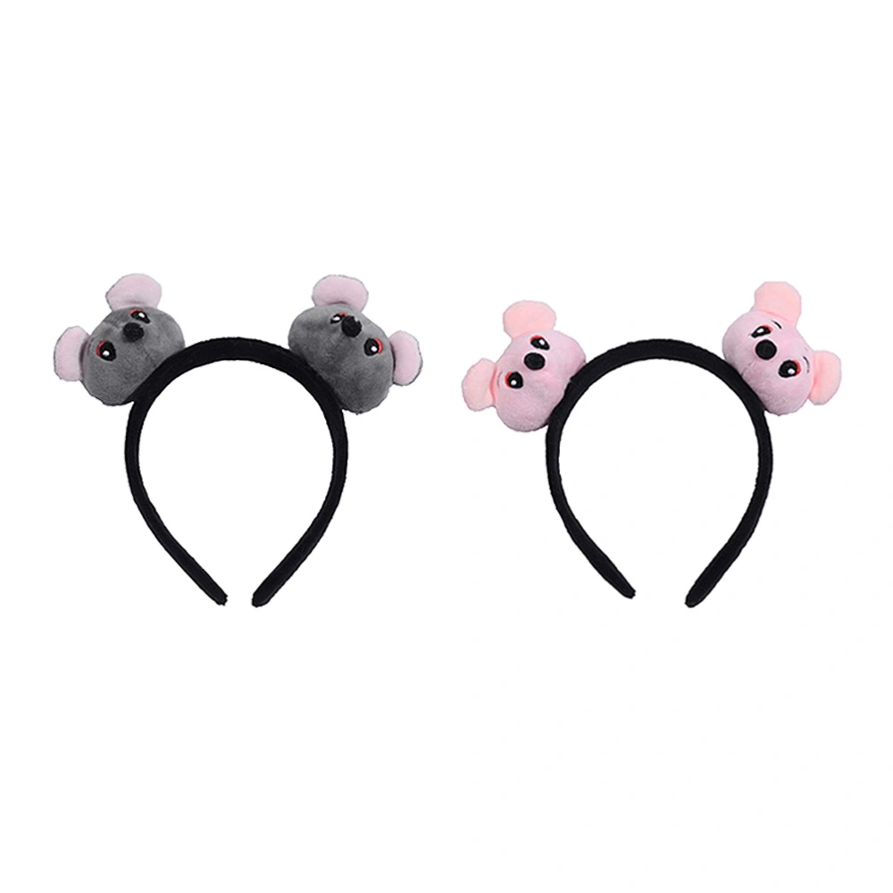 2 Pcs Adorable Hair Cloth Cartoon Mouse Decor Headdress Hair Accessories for Women Girls (Random Color)