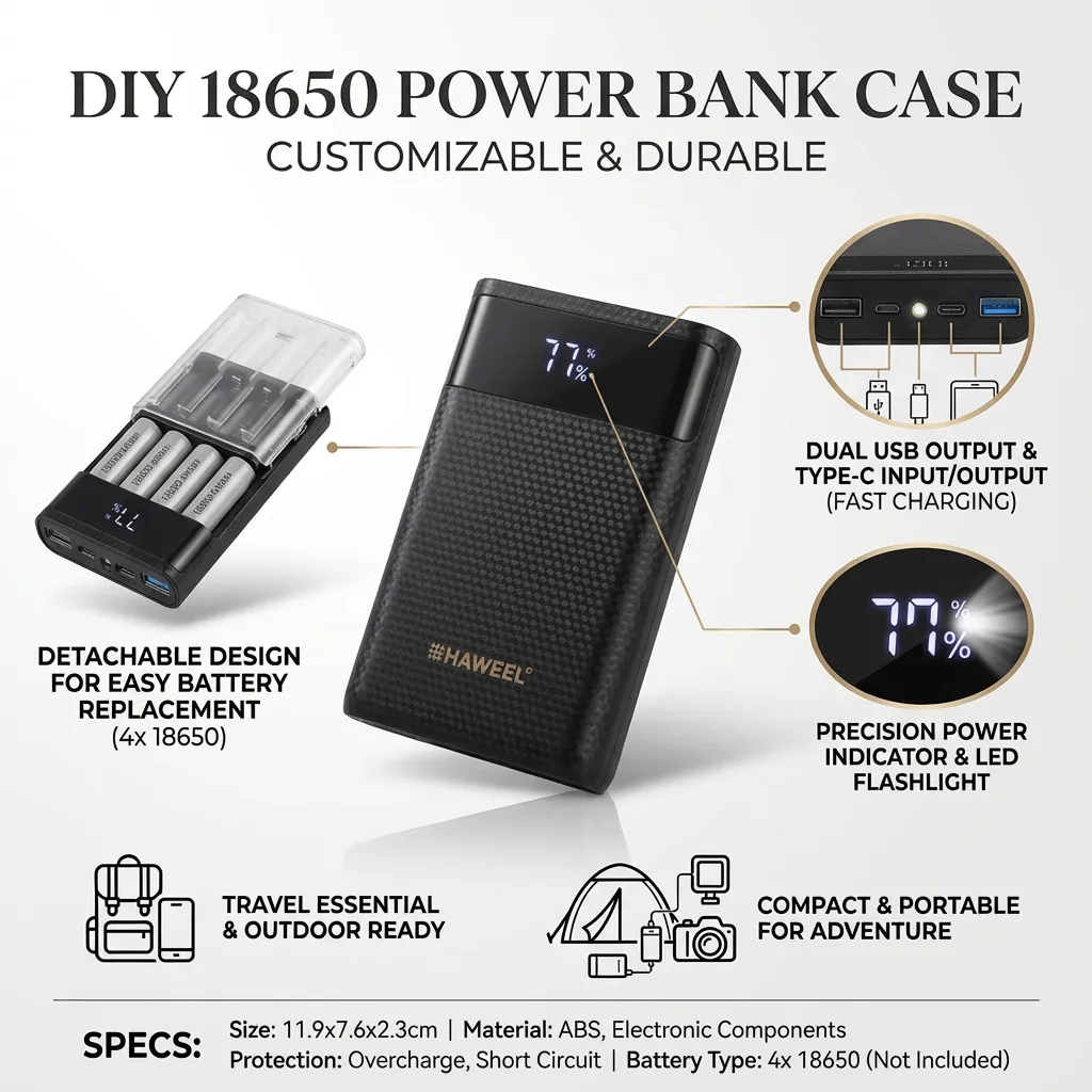 Diy Power Bank 18650 Power Bank 4-slot Battery Charger Accessory With Usb Output