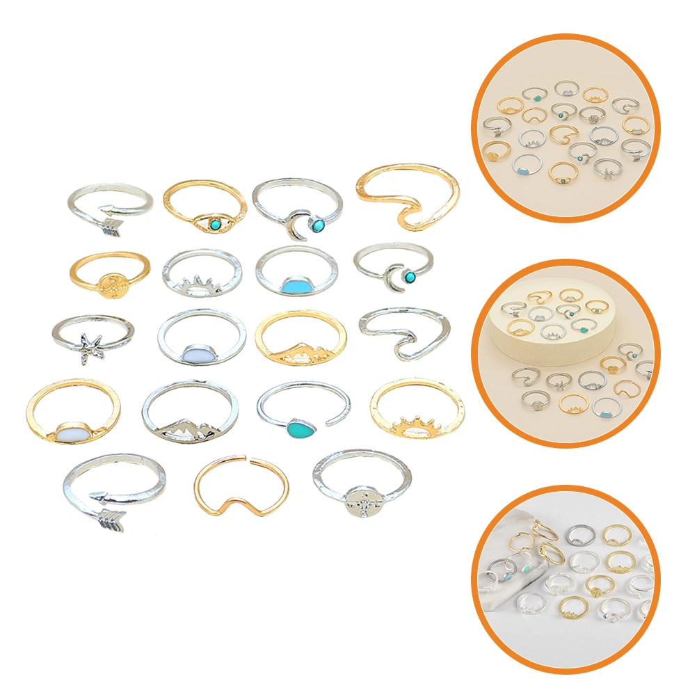 19pcs Turquoise Rings Finger Rings for Teen Girls Open Rings Finger Jewelry