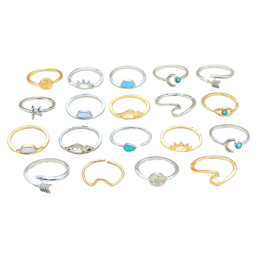 19pcs Turquoise Rings Finger Rings for Teen Girls Open Rings Finger Jewelry