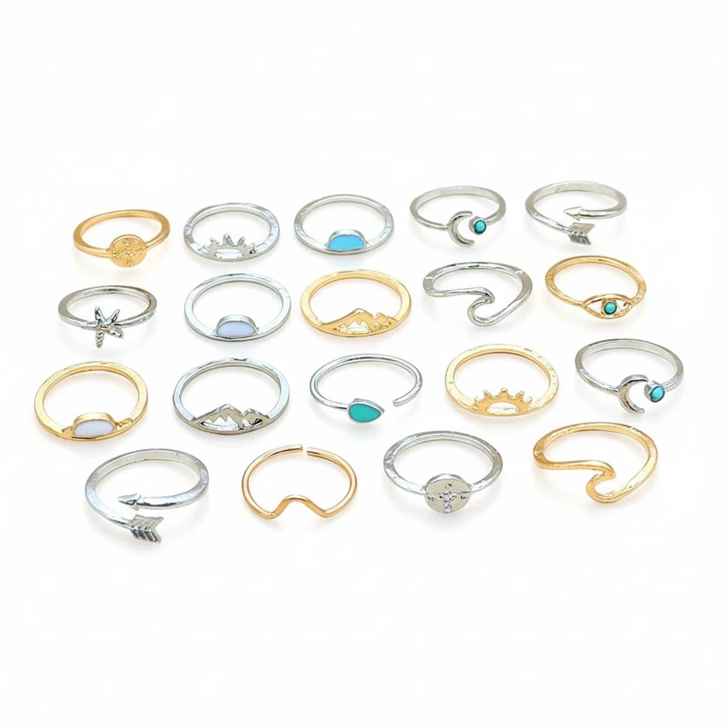 19pcs Turquoise Rings Finger Rings for Teen Girls Open Rings Finger Jewelry