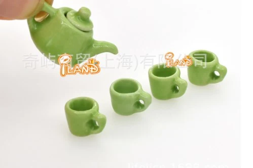 1 Set Miniature Tea Set Miniature Tea Pot Tea Cups Set Miniature House Kitchen Supplies